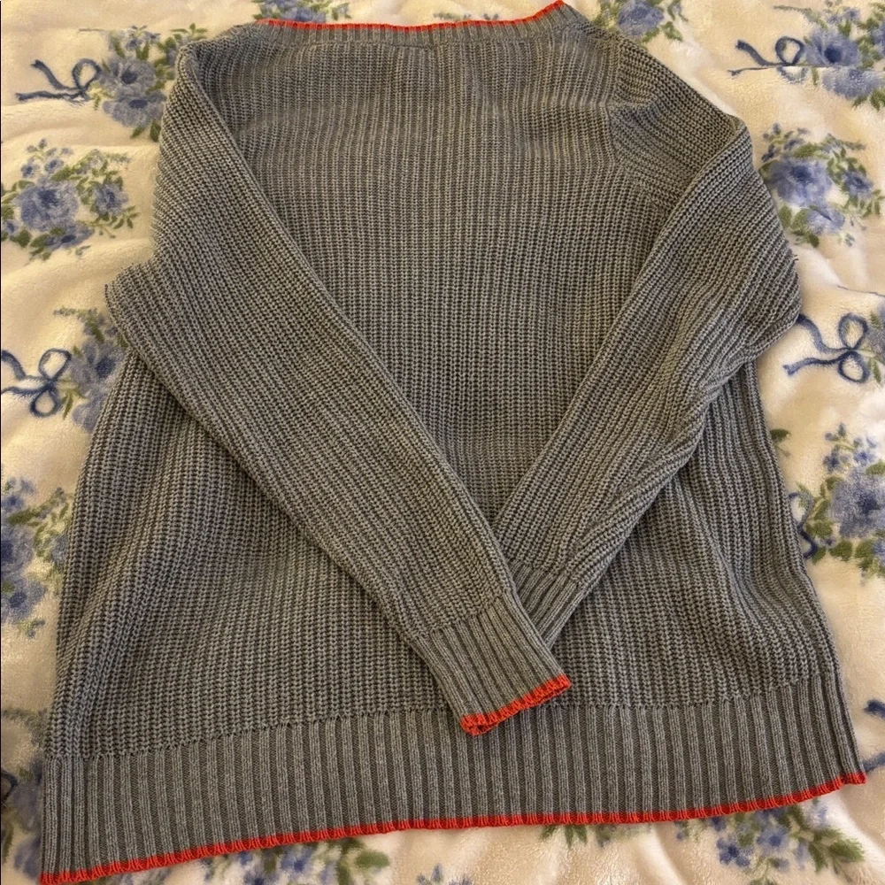 Torrid Gray Sweater with Orange Accents - Picture 3 of 3